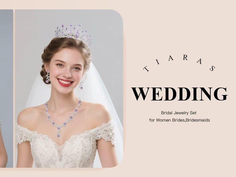 Kamirola Tiaras and Crowns for Women,Tiaras Earrings Necklace, Crystal Bridal Jewelry Set (TR48) - Image 3